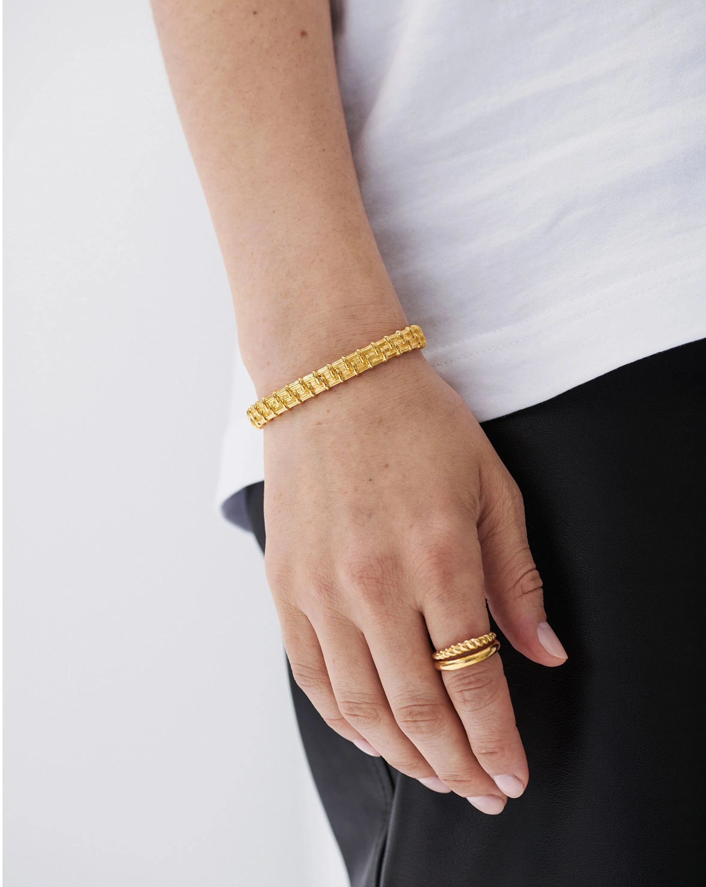 Raffia Cuff Bracelet | 18ct Gold Plated