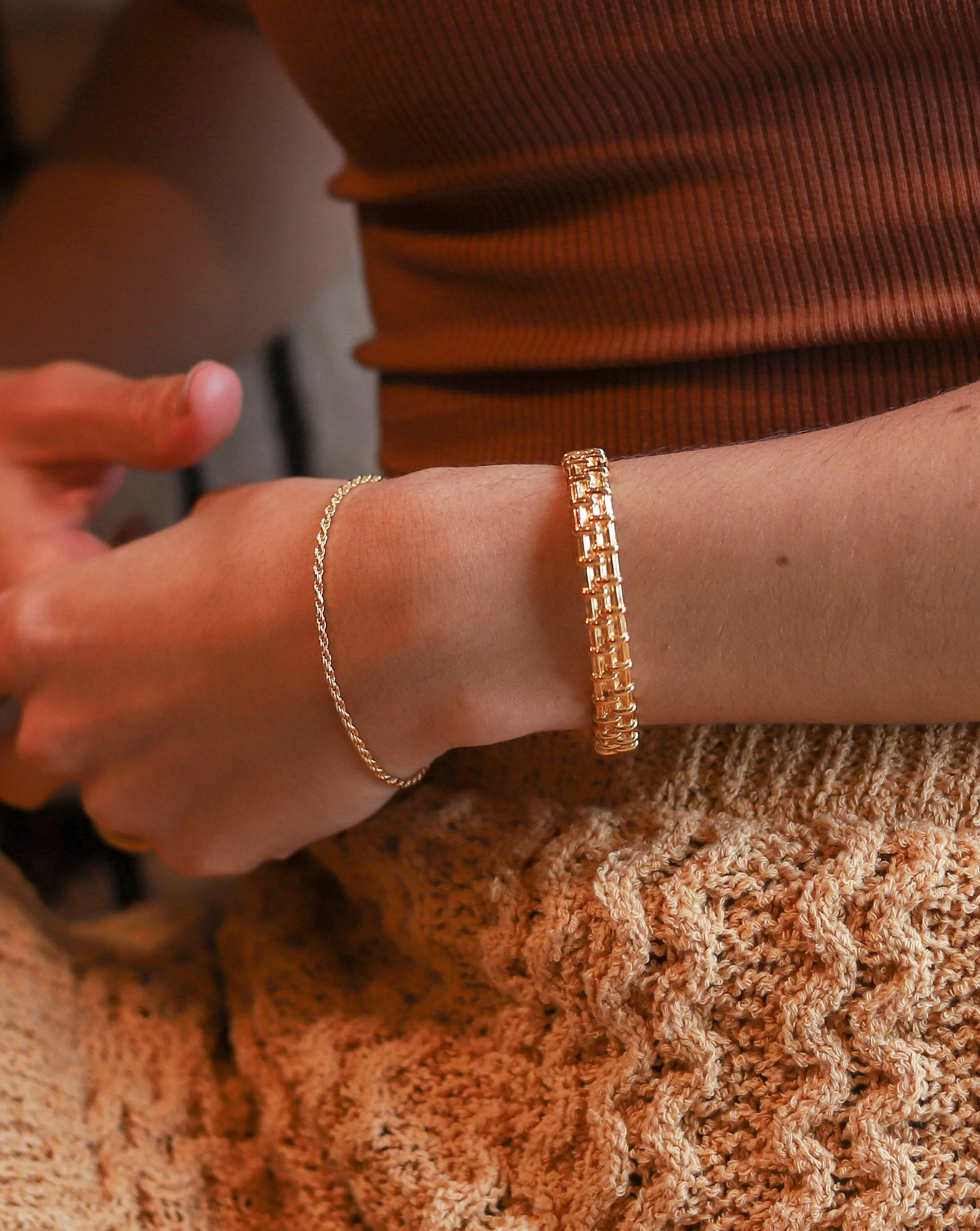 Raffia Cuff Bracelet | 18ct Gold Plated