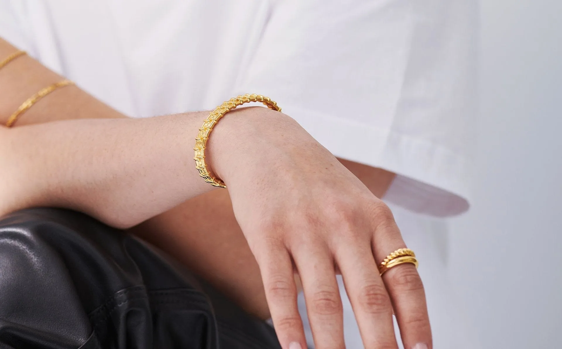 Raffia Cuff Bracelet | 18ct Gold Plated