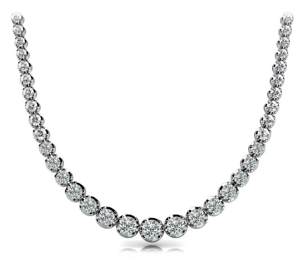 RAIN 15 Carat Diamond Rivera Graduated Necklace in 18K Yellow Gold Low Base Basket 4 Prong G Color SI1 Clarity BY MIKE NEKTA