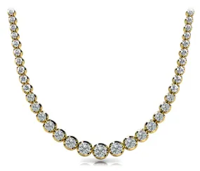 RAIN 15 Carat Diamond Rivera Graduated Necklace in 18K Yellow Gold Low Base Basket 4 Prong G Color SI1 Clarity BY MIKE NEKTA