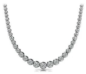 RAIN 15 Carat Diamond Rivera Graduated Necklace in Platinum Low Base Basket 4 Prong G Color SI1 Clarity BY MIKE NEKTA