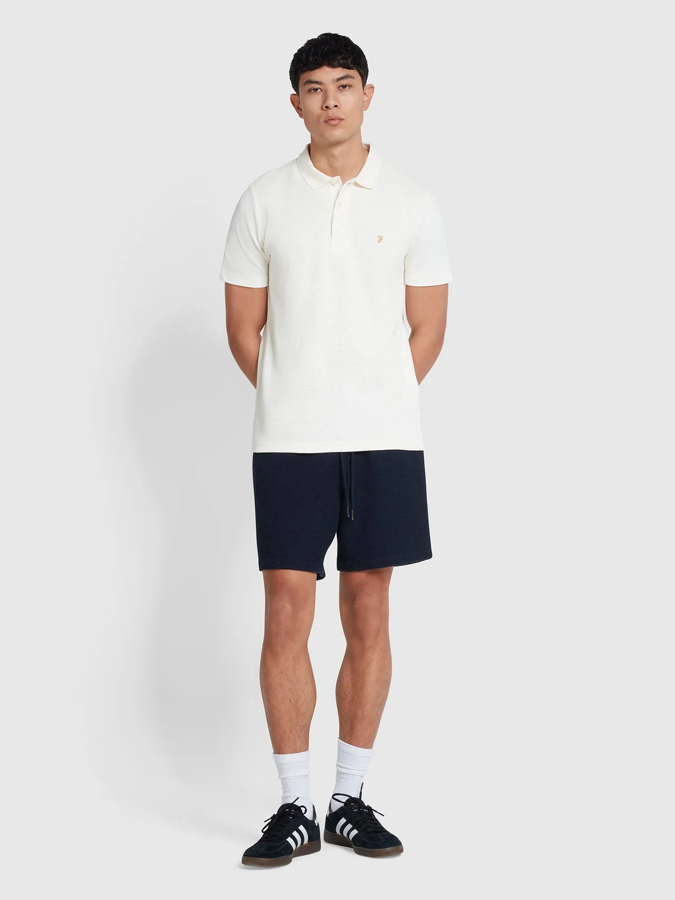 Redwald Waffle Drawstring Shorts In True Navy