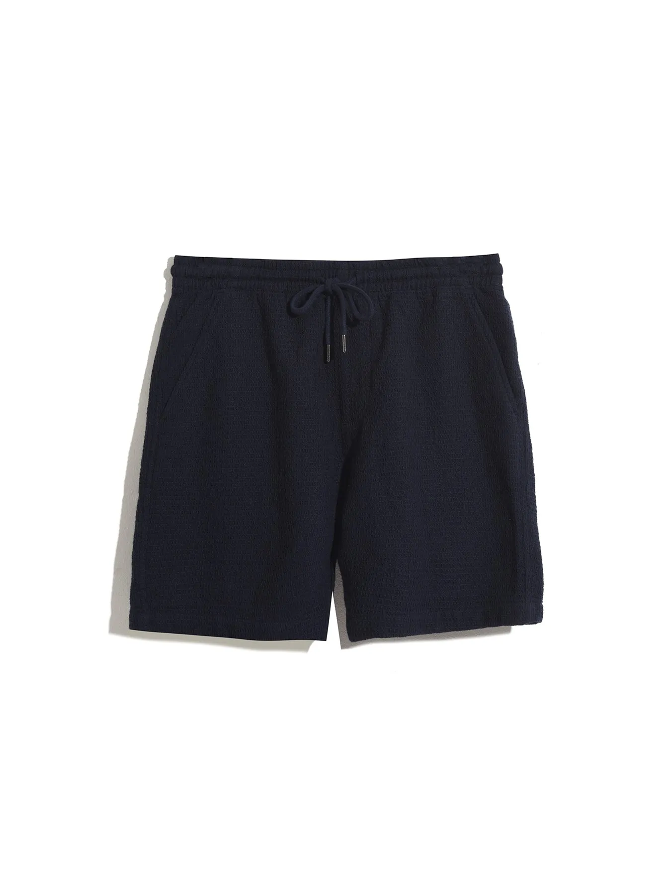 Redwald Waffle Drawstring Shorts In True Navy