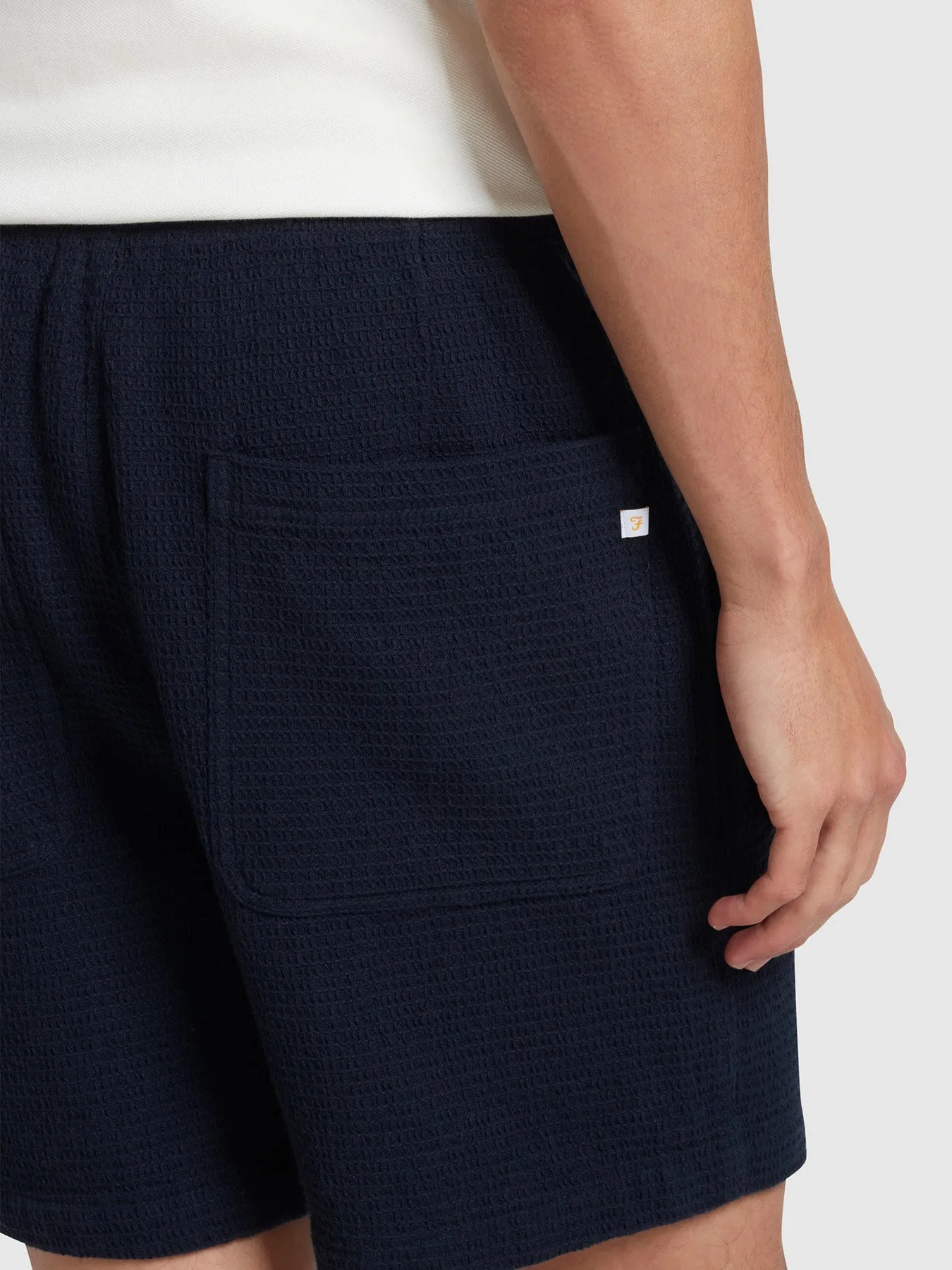 Redwald Waffle Drawstring Shorts In True Navy