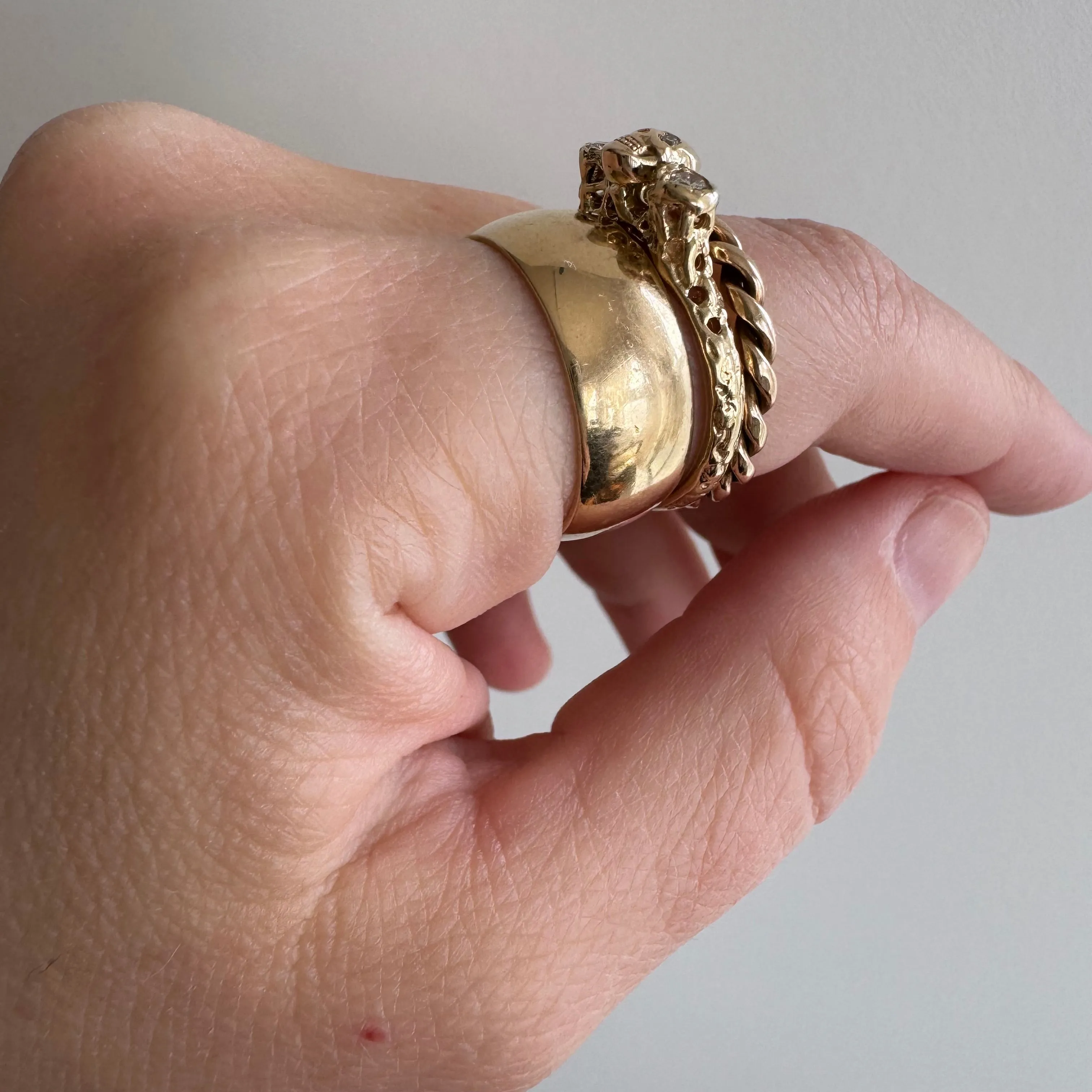 reimagined V I N T A G E // memento mori / 14k yellow gold and diamond skull ring / Memento Mori / size 7.5