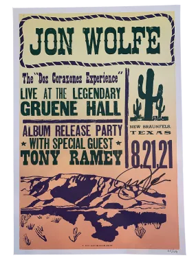 SIGNED Hatch Print Dos Corazones Experience Gruene Hall Poster