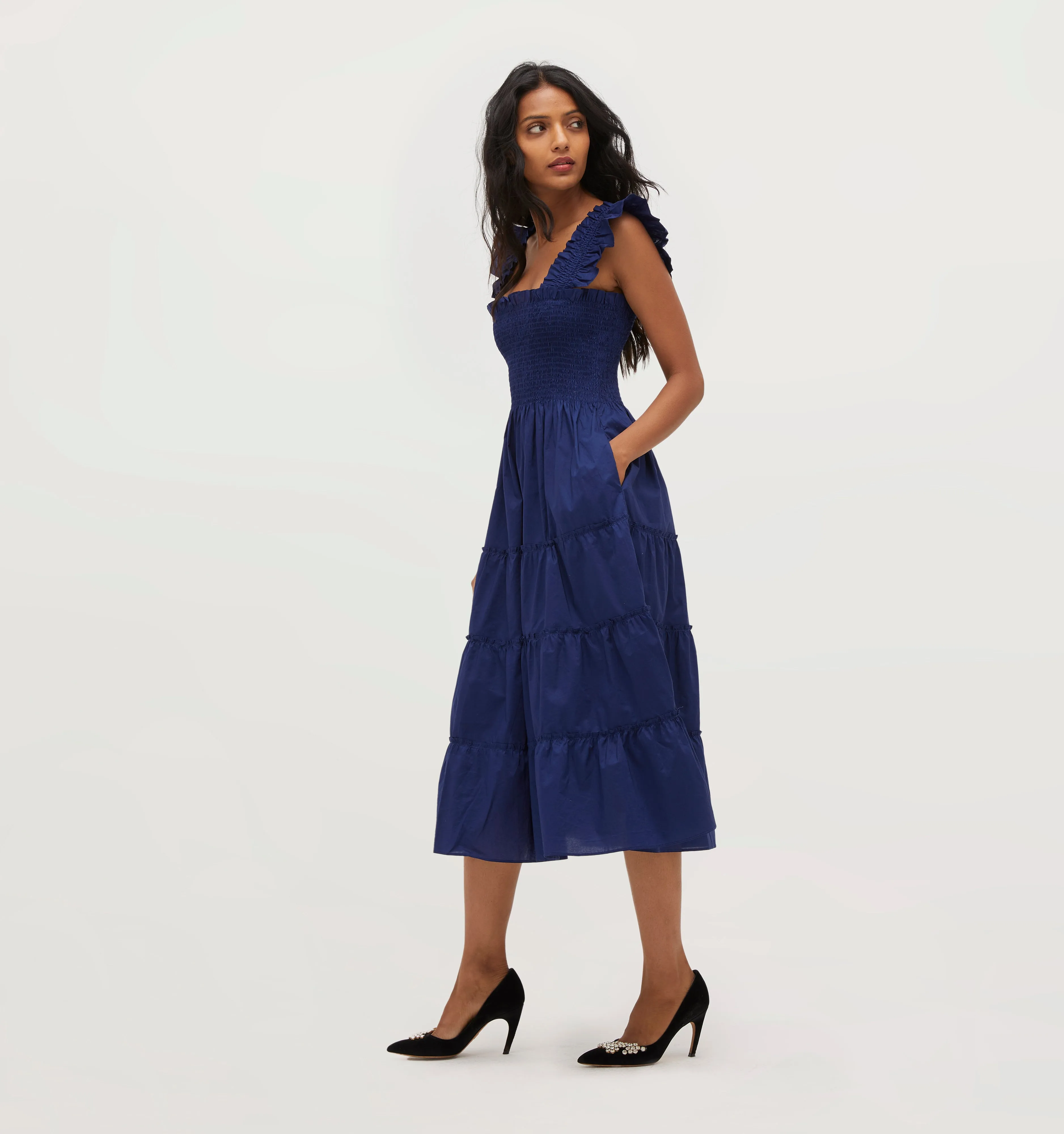 The Ellie Nap Dress - Navy Poplin