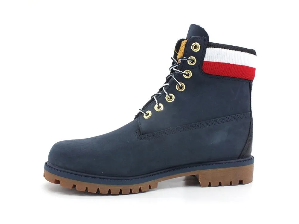 TIMBERLAND Waterproof 6 Nubuk Heritage Stivaletto Scarponcino Navy Red TB0A2M590191