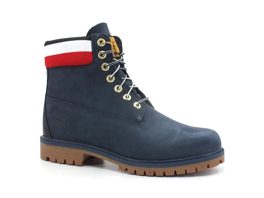 TIMBERLAND Waterproof 6 Nubuk Heritage Stivaletto Scarponcino Navy Red TB0A2M590191