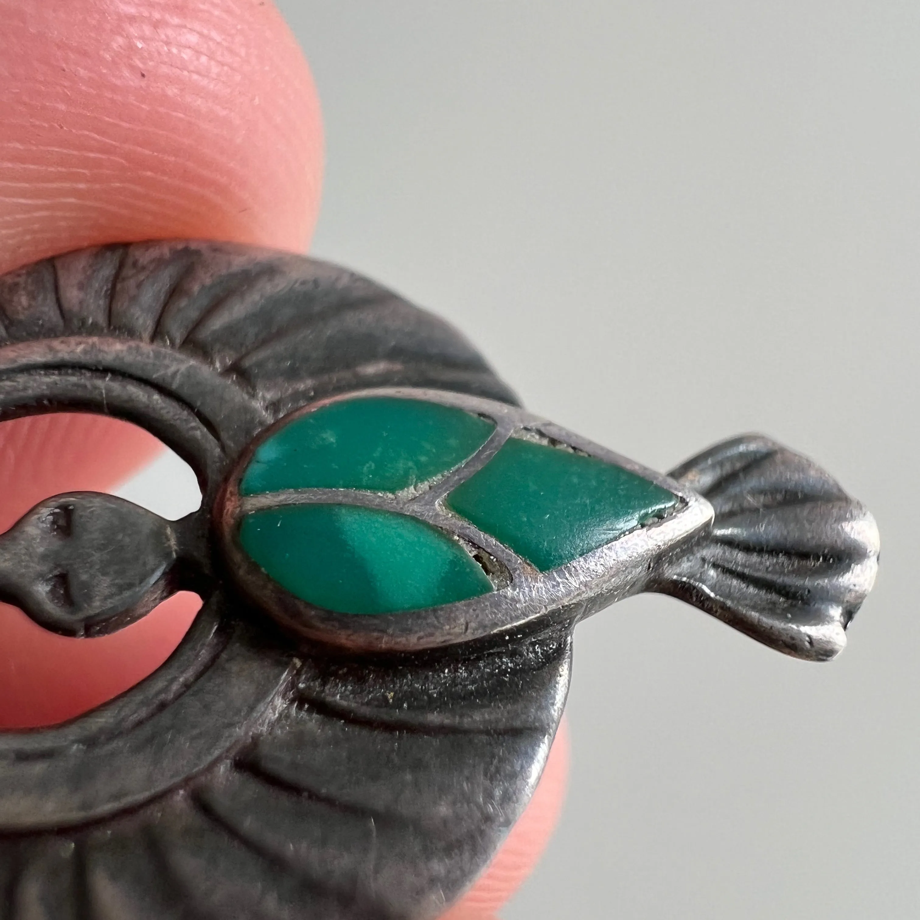 V I N T A G E // bird ballet / sterling silver and turquoise thunderbird / a pendant