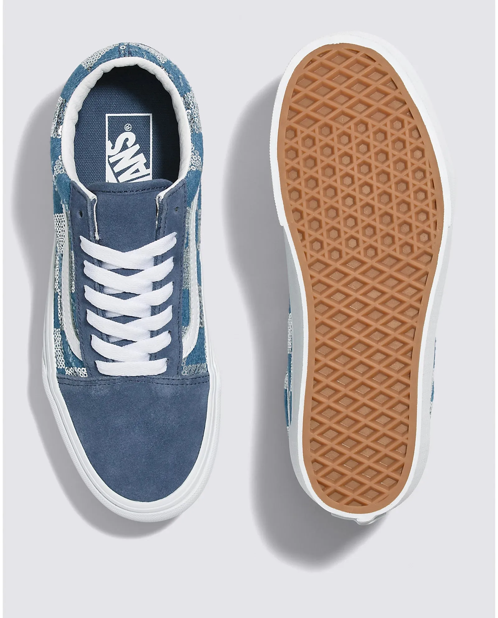 VANS UNISEX Old Skool Stackform Shoe (Glimmer Check Vintage Indigo)