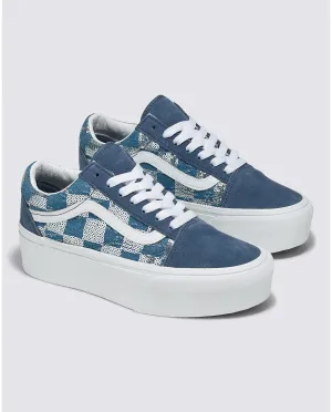 VANS UNISEX Old Skool Stackform Shoe (Glimmer Check Vintage Indigo)