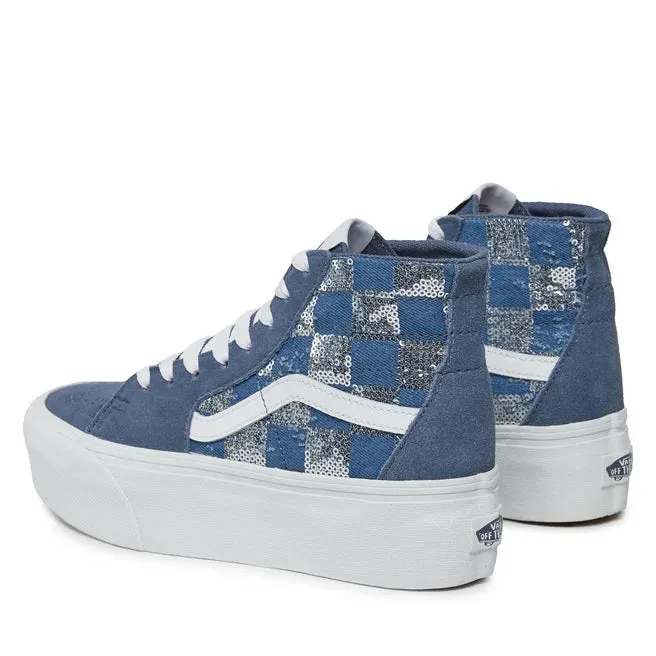 VANS UNISEX Sk8-Hi Tapered Stackform Sneakers (Glimmer Check Vintage Indigo)