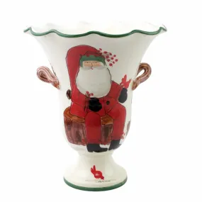 VIETRI Old St. Nick Large Footed Cachepot with Campfire