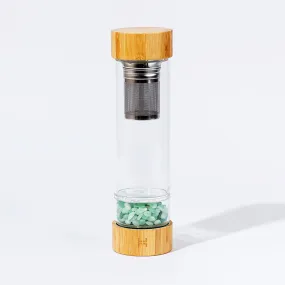 Zen-Inspired Wooden Crystal-Infused Water Flask